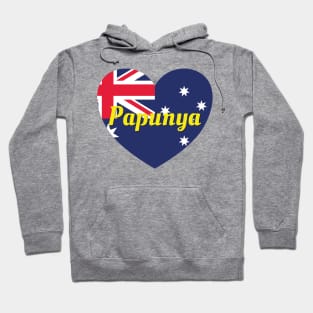 Papunya NT Australia Australian Flag Heart Hoodie